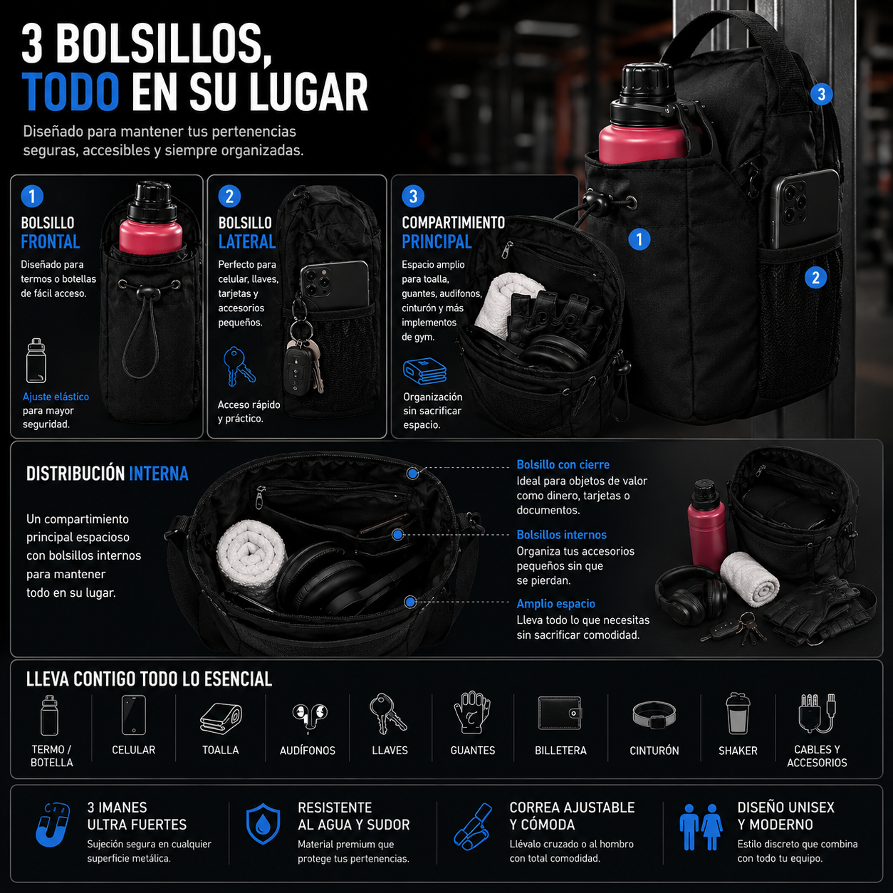 IronBag™ | Bolso Magnético de Gimnasio