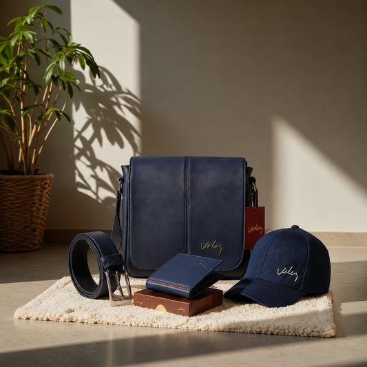KIT TIPO VELEZ PARA HOM | BOLSO, BILLETERA, CORREA + GORRA