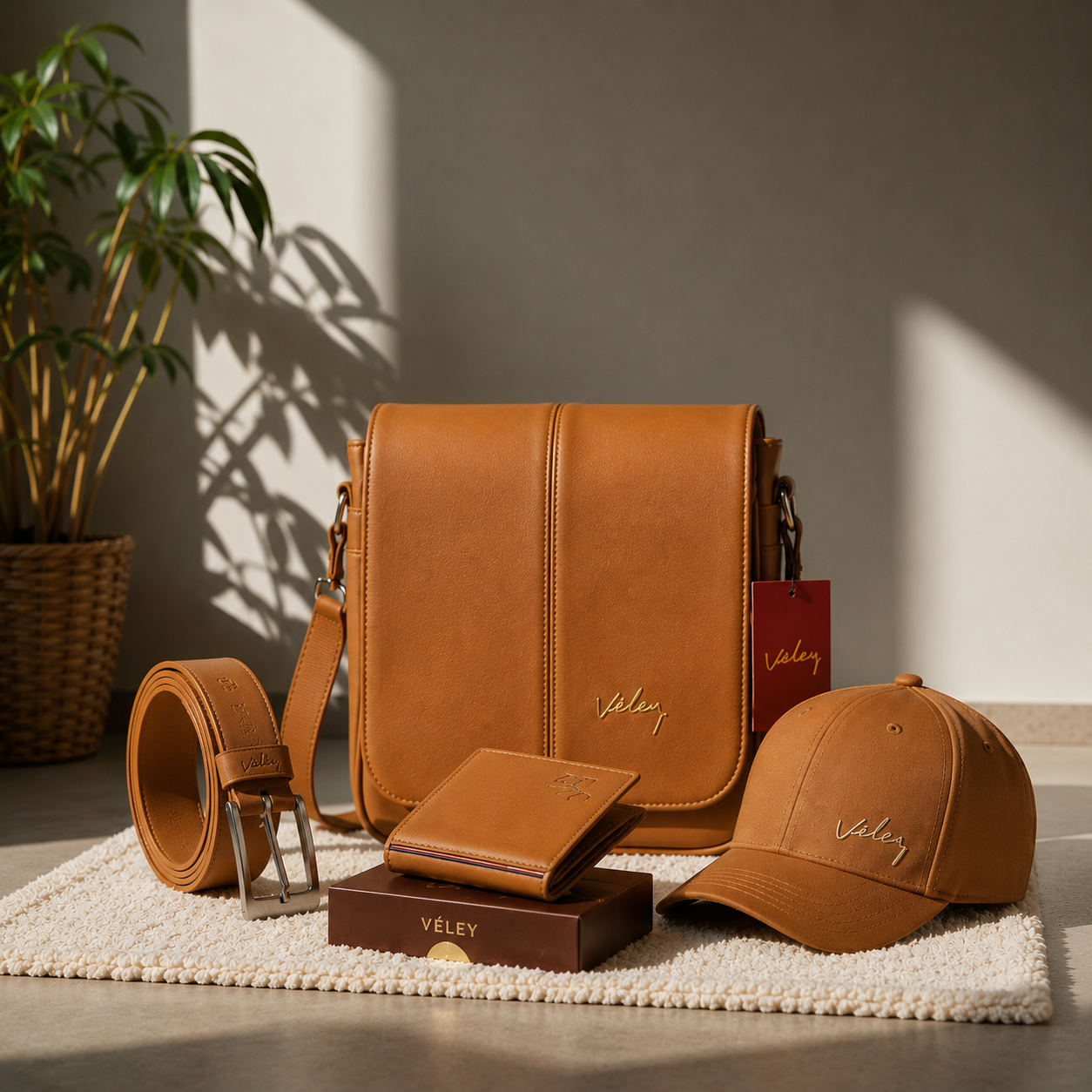 KIT TIPO VELEZ PARA HOM | BOLSO, BILLETERA, CORREA + GORRA