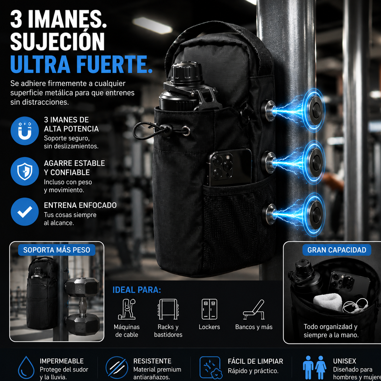 IronBag™ | Bolso Magnético de Gimnasio